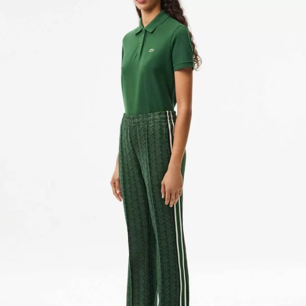 Lacoste γυναικείο παντελόνι φόρμας με all-over monogram print Flared Cut - XF9313 Πράσινο Σκούρο