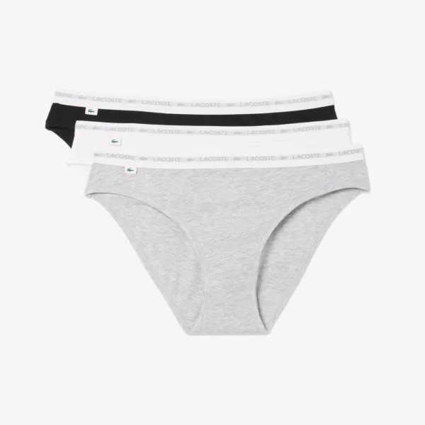 Lacoste σετ γυναικεία εσώρουχα brief με contrast μέση και λογότυπο (3 τεμάχια) - 8F1338 Γκρι