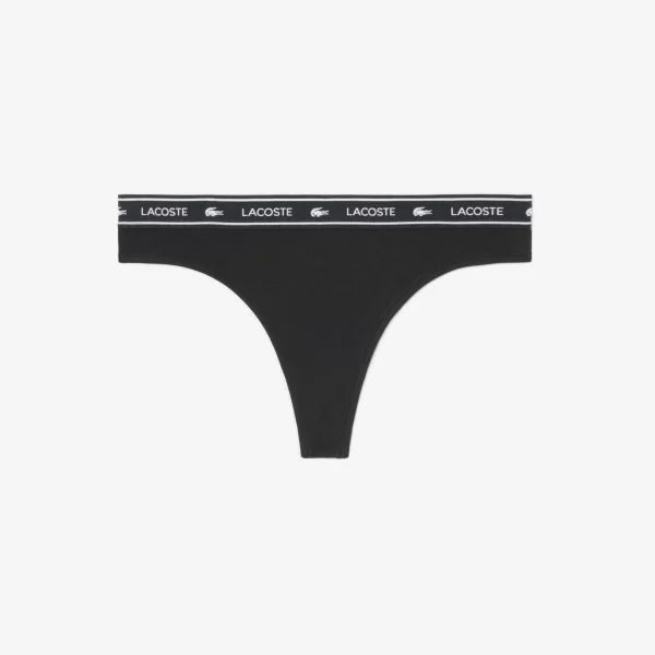 Lacoste γυναικείο εσώρουχο string brief με logo tape - 8F1342-00 Μαύρο