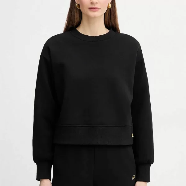 Armani Exchange γυναικεία cropped μπλούζα φούτερ με monogram - XW001828AF10818 Μαύρο