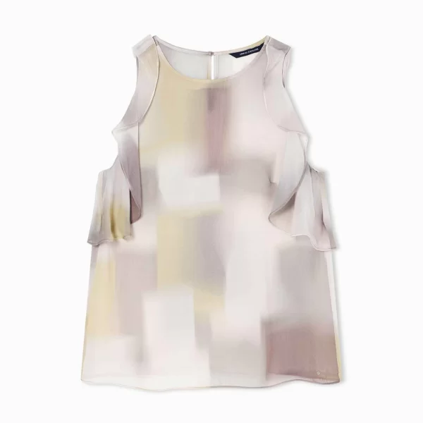 Armani Exchange γυναικεία αμάνικη μπλούζα με βολάν και all-over print - XW001965AF21554 Μπεζ