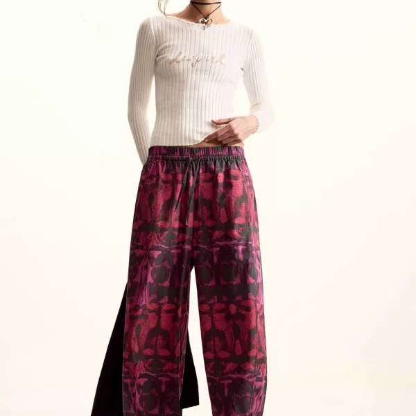 Desigual γυναικείo παντελόνι με floral print Regular Fit 
