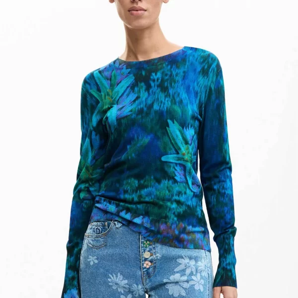 Desigual γυναικείo λεπτό πουλόβερ με floral print Regular Fit 