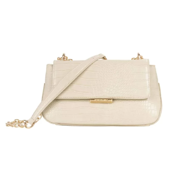 VALENTINO BY MARIO VALENTINO Valentino γυναικεία τσάντα ώμου με μεταλλικό λογότυπο και κροκό σχέδιο 