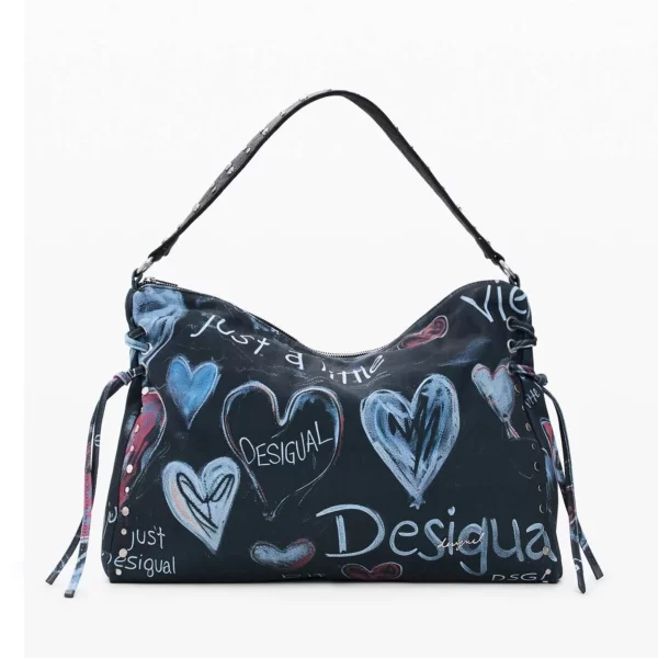 DESIGUAL Desigual γυναικεία τσάντα ώμου με lettering και σχέδια 