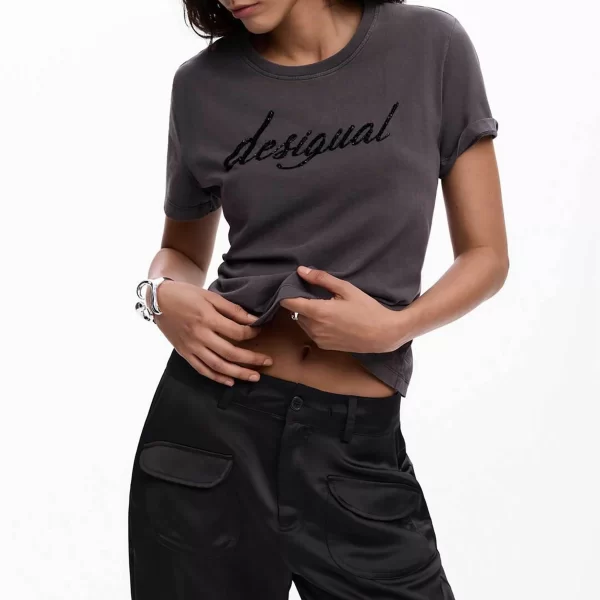 Desigual γυναικείo T-shirt και λογότυπο με στρας Regular Fit 