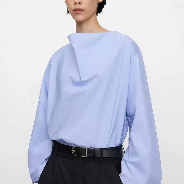 Adolfo Domínguez γυναικεία μπλούζα μονόχρωμη ντραπέ - 220042338 Γαλάζιο