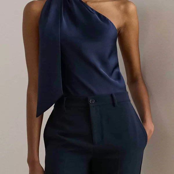 Lauren Ralph Lauren γυναικεία αμάνικη μπλούζα με δέσιμο στο λαιμό Relaxed Fit - 200P14121001 Μπλε Σκούρο