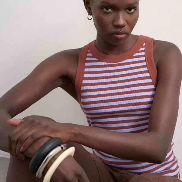 Topshop γυναικείο τοπ ριγέ αμάνικο 