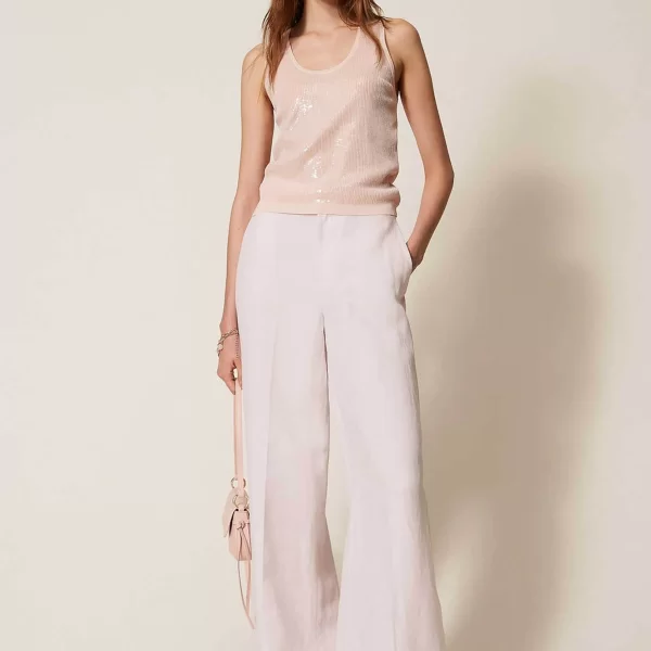 TWINSET Twinset γυναικείο τοπ με παγιέτα - 261TP3301 Ροζ