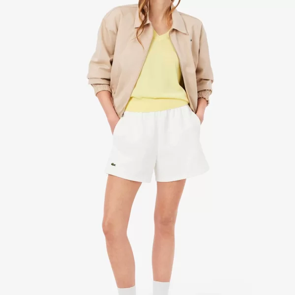 Lacoste Lacoste γυναικείο σορτς πικέ με κεντημένο λογότυπο - GF6901-00 Λευκό