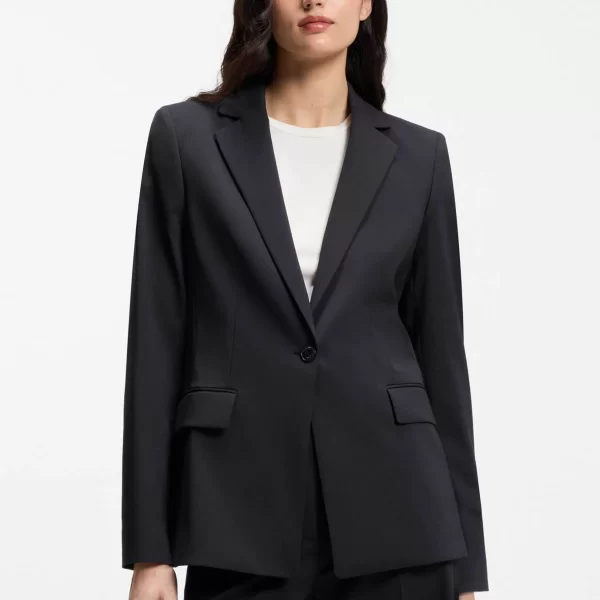 Hugo Boss γυναικείο σακάκι μονόχρωμο με τσέπες 