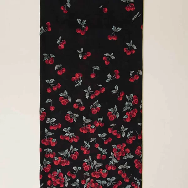 Twinset γυναικείο κασκόλ με cherry print - 261TO5520 Μαύρο