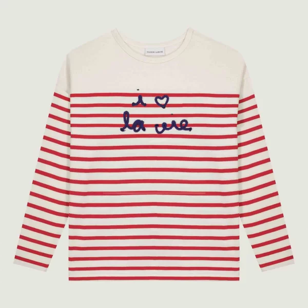 Maison Labiche γυναικεία βαμβακερή μπλούζα με ριγέ σχέδιο 
