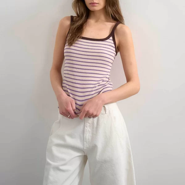 opshop γυναικείο τοπ ριγέ αμάνικο 