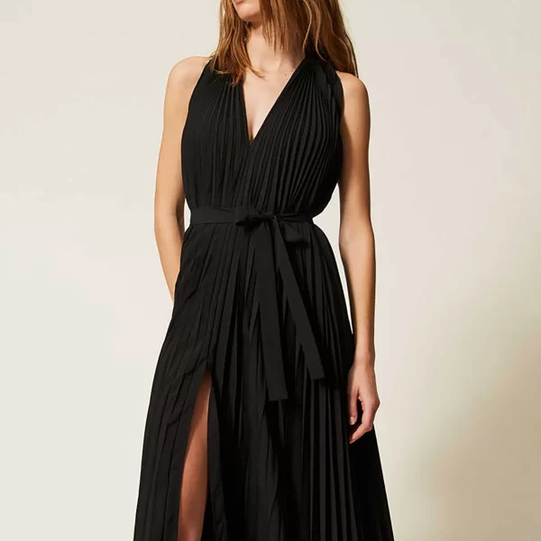 Twinset γυναικείο midi φόρεμα πλισέ - 261TE2030 Μαύρο