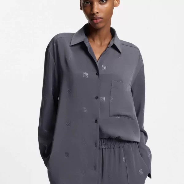 Hugo Boss γυναικείο πουκάμισο oversized με logo print 