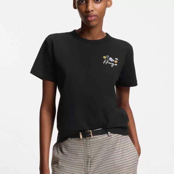 HUGO Hugo Boss γυναικείο T-shirt βαμβακερό μονόχρωμο με λογότυπο 