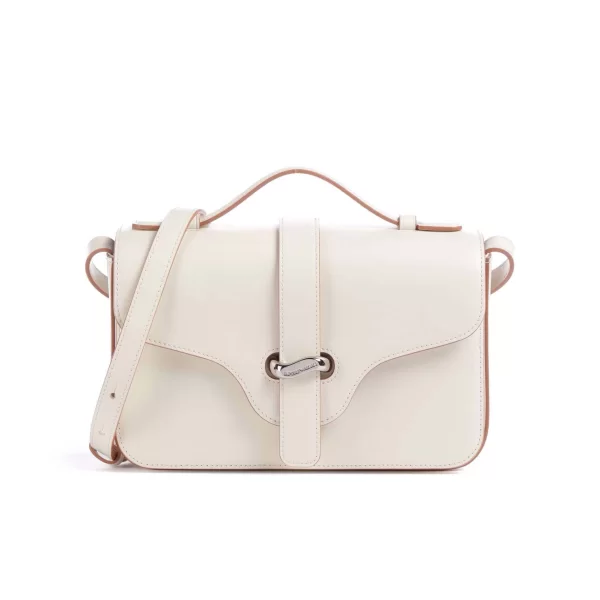 Emporio Armani γυναικεία δερμάτινη τσάντα crossbody με μεταλλικό λογότυπο - EW004419AF25356 Κρέμ