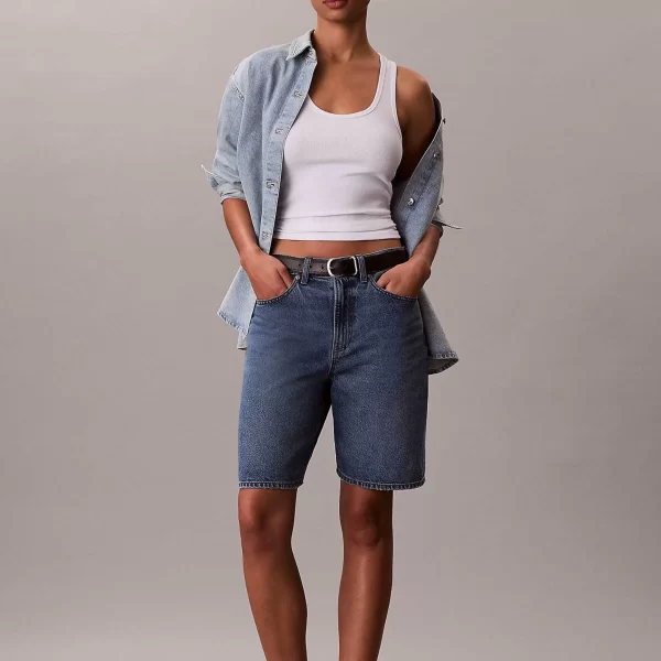 Calvin Klein Jeans γυναικεία denim βερμούδα - LV047F674G Denim Blue