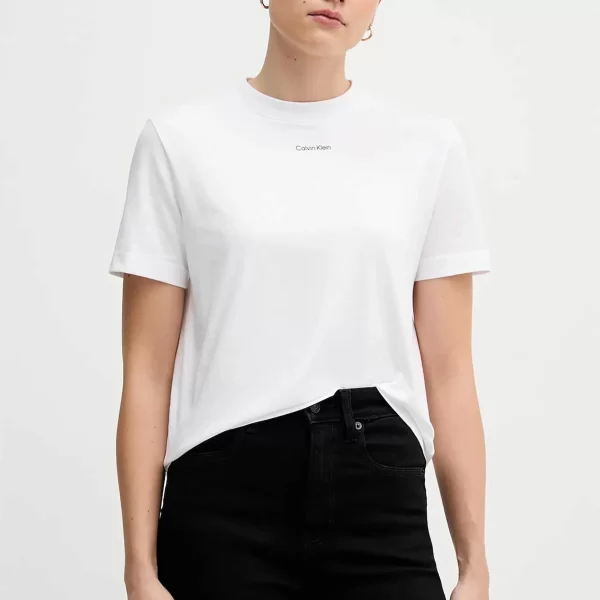Calvin Klein γυναικείο T-shirt με σταμπωτό λογότυπο - LV147C857G Λευκό