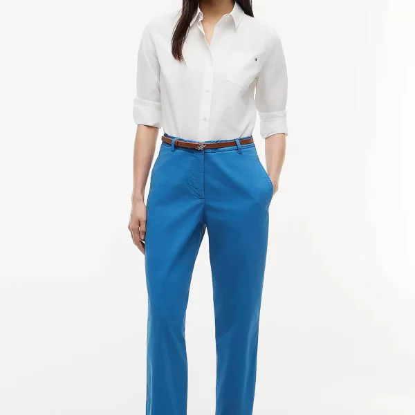 TOMMY HILFIGER Tommy Hilfiger γυναικείο παντελόνι chino Slim Straight Fit - WW0WW49647 Μπλε