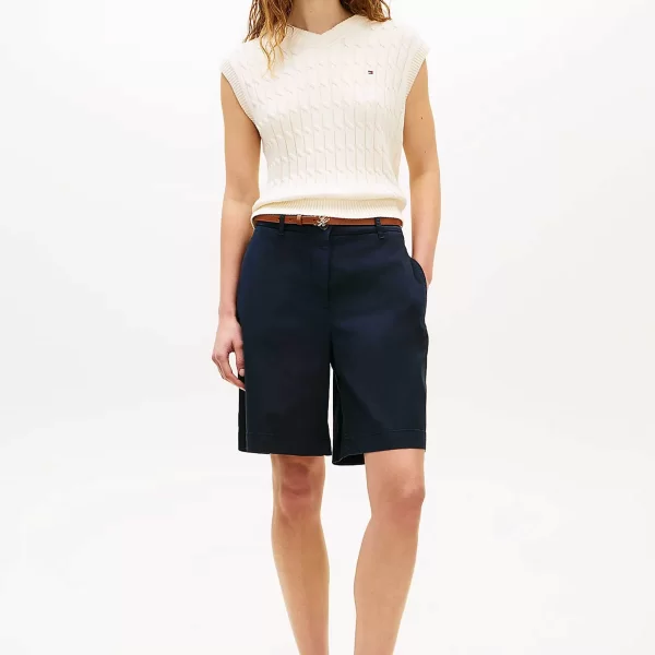 TOMMY HILFIGER Tommy Hilfiger γυναικεία βερμούδα chino Regular Fit - WW0WW49648 Μπλε Σκούρο