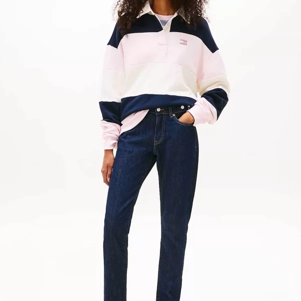 TOMMY JEANS Tommy Jeans γυναικείο τζιν παντελόνι πετάτσεπο Slim Fit - DW0DW22432 Denim Blue Σκούρο