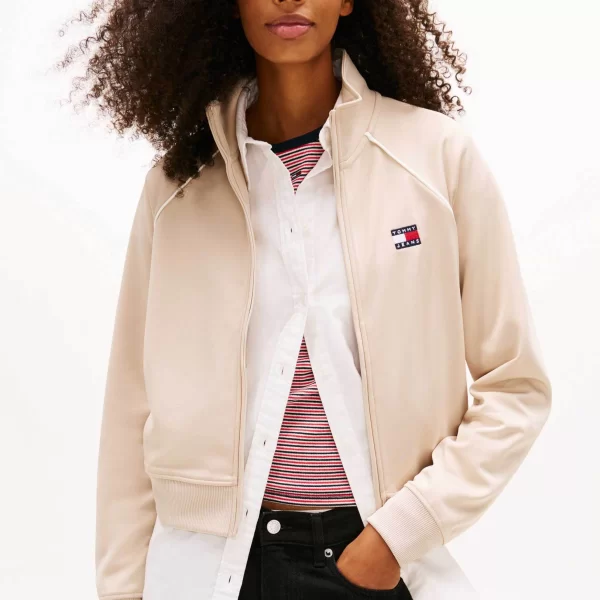 TOMMY JEANS Tommy Jeans γυναικείο jacket με logo patch και ψηλό λαιμό Regular Fit - DW0DW21930 Μπεζ
