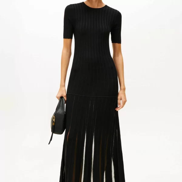 Tommy Hilfiger γυναικείο maxi φόρεμα πλισέ Slim Fit - WW0WW47675 Μαύρο