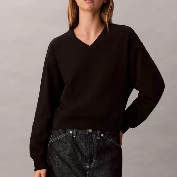 Calvin Klein Jeans γυναικεία μπλούζα φούτερ μονόχρωμη Relaxed Fit - LV047E237G Μαύρο