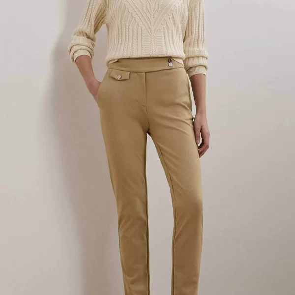 Lauren Ralph Lauren γυναικείο ψηλόμεσο παντελόνι cropped Straight Tapered Fit - 200980023003 Μπεζ