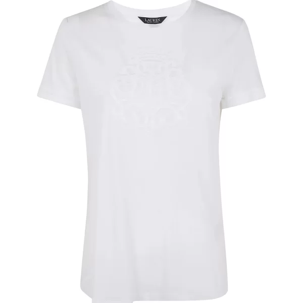 Lauren Ralph Lauren γυναικείο T-shirt με ανάγλυφο monogram Regular Fit - 200P03753001 Λευκό