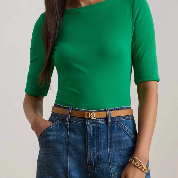 Lauren Ralph Lauren γυναικεία μπλούζα με boat λαιμόκοψη Slim Fit - 200654963098 Πράσινο