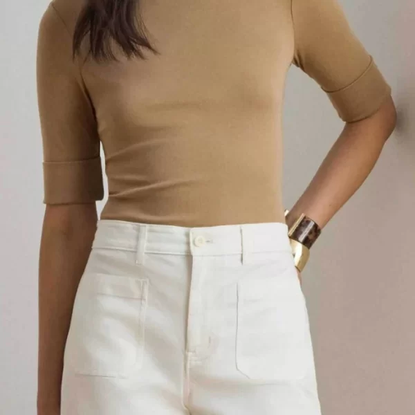 Lauren Ralph Lauren γυναικεία μπλούζα με boat λαιμόκοψη Slim Fit - 200654963147 Μπεζ