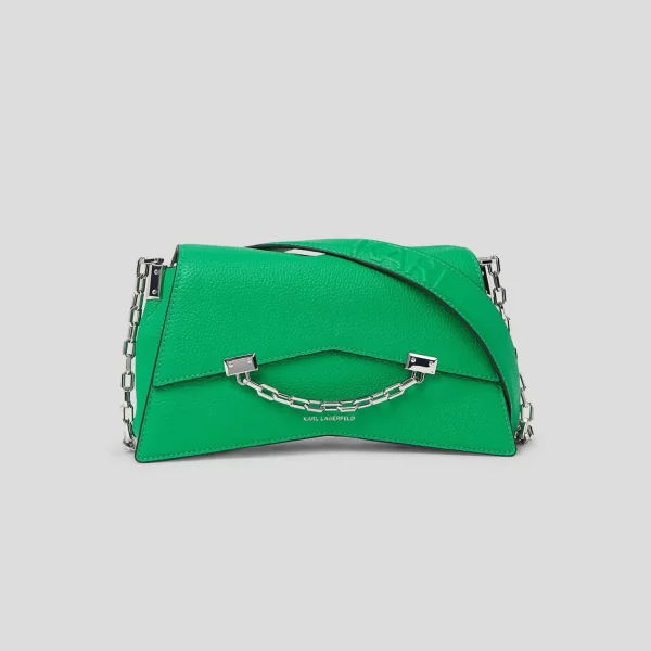 Karl Lagerfeld γυναικεία δερμάτινη τσάντα crossbody με contrast logo print και διακοσμητική αλυσίδα 