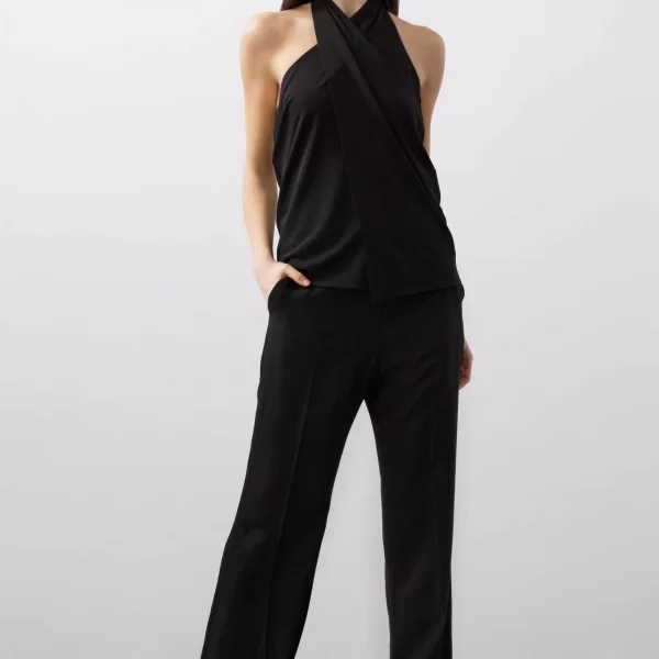 BCBGMAXAZRIA γυναικείο τοπ με ντραπέ ανοιχτή πλάτη - 23SRT238VI02 Μαύρο