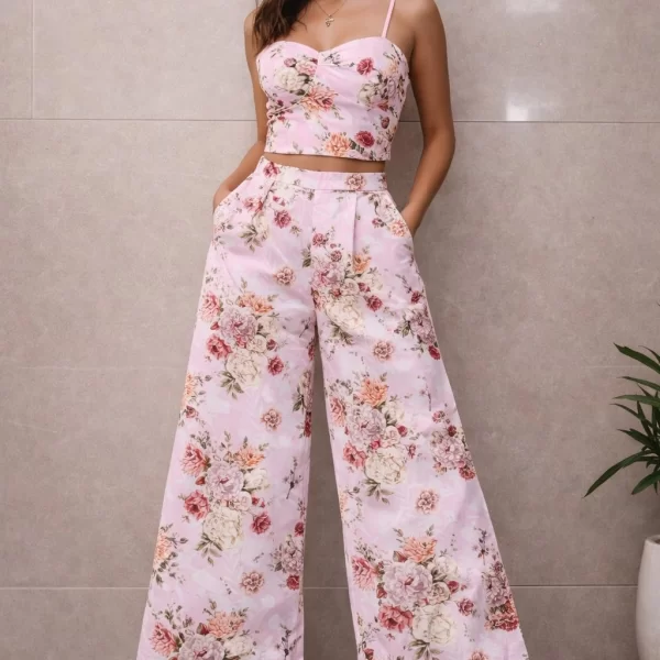 ΣΕΤ ΤΟΠ & ΠΑΝΤΕΛΟΝΑ FLORAL Ροζ