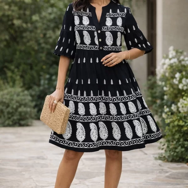 ΦΟΡΕΜΑ BOHO ΜΕ ΚΕΝΤΗΜΑ Μαύρο