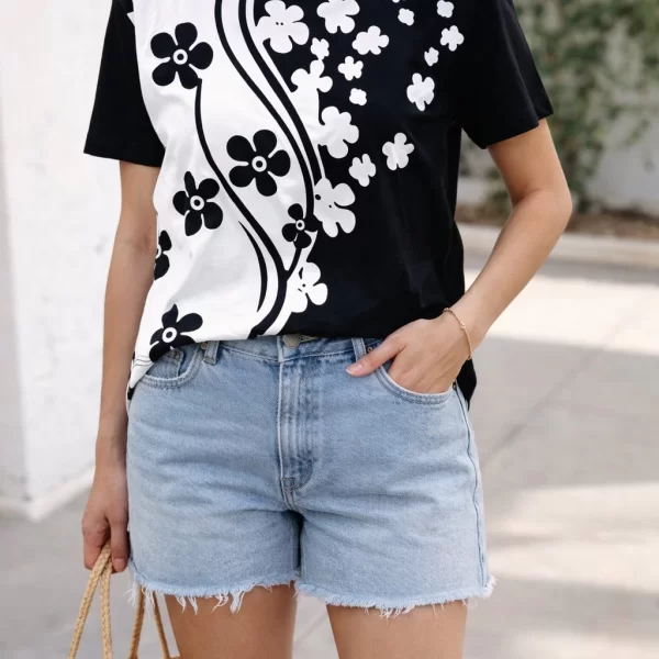 ΜΠΛΟΥΖΑ ΚΟΝΤΟΜΑΝΙΚΗ FLORAL Μαύρο