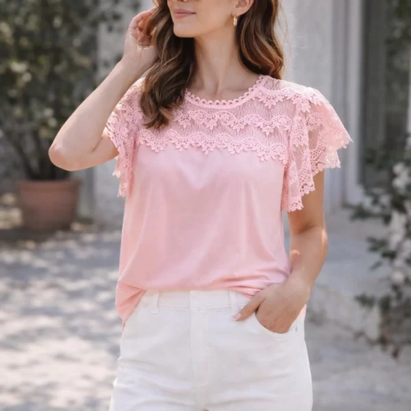 DRESS UP ΜΠΛΟΥΖΑ ΜΕ ΔΑΝΤΕΛΑ Ροζ