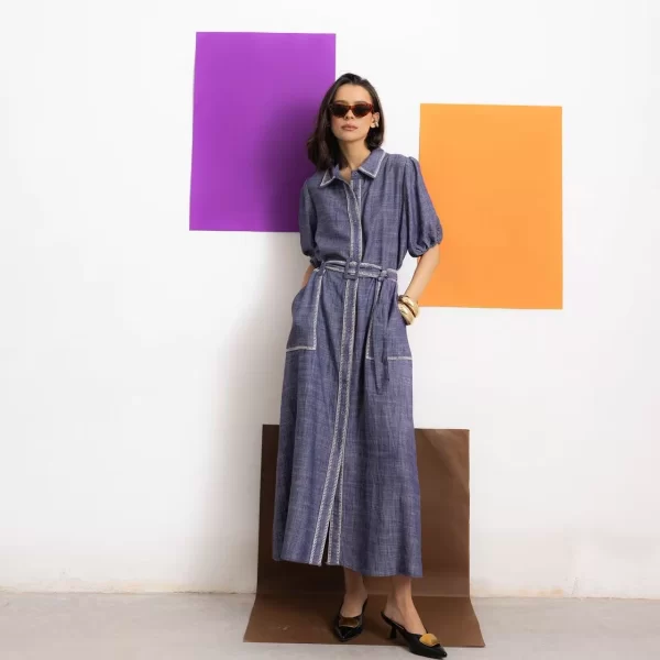 ΦΟΡΕΜΑ MAXI ΜΕ ΖΩΝΗ Μπλε