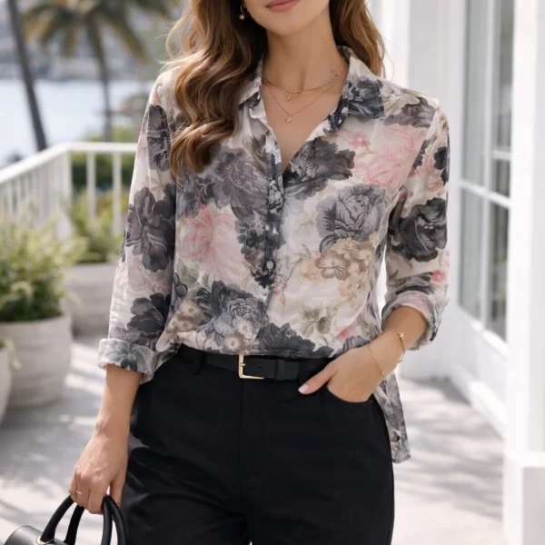 ΠΟΥΚΑΜΙΣΟ ΦΛΟΡΑΛ Μαύρο