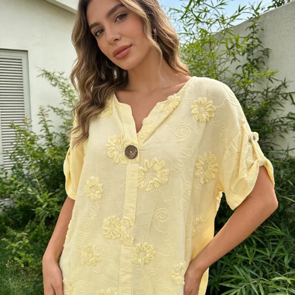 DRESS UP ΜΠΛΟΥΖΟΠΟΥΚΑΜΙΣΟ ΜΕ ΓΥΡΙΣΤΟ ΜΑΝΙΚΙ Κίτρινο