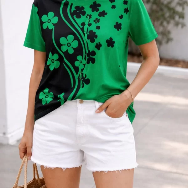 ΜΠΛΟΥΖΑ ΚΟΝΤΟΜΑΝΙΚΗ FLORAL Πράσινο