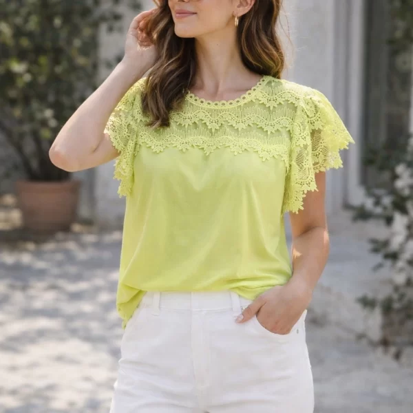 DRESS UP ΜΠΛΟΥΖΑ ΜΕ ΔΑΝΤΕΛΑ lime