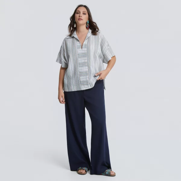 Ριγέ μπλούζα βαμβάκι/λινό