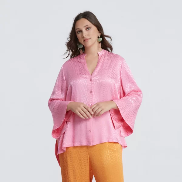 Πουκάμισο βισκόζη V με ανάγλυφη υφή