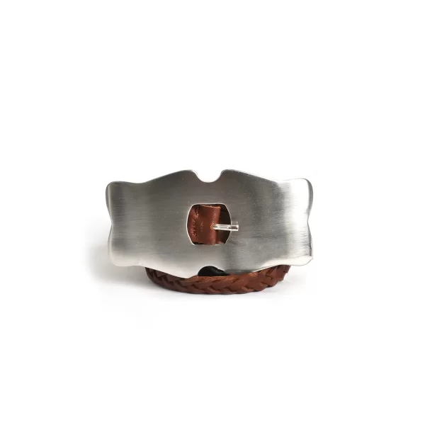 MAT FASHION Πλεκτή δερμάτινη ζώνη με statement αγκράφα