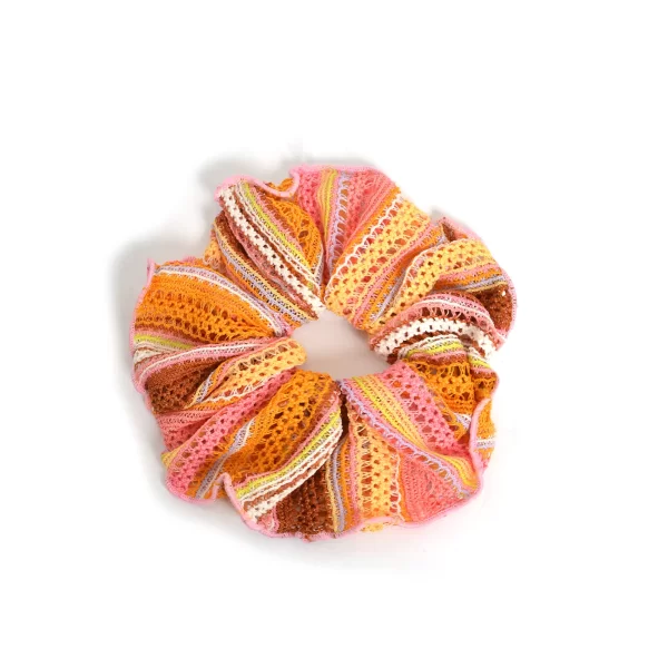 Scrunchie με κροσέ υφή και ρίγες